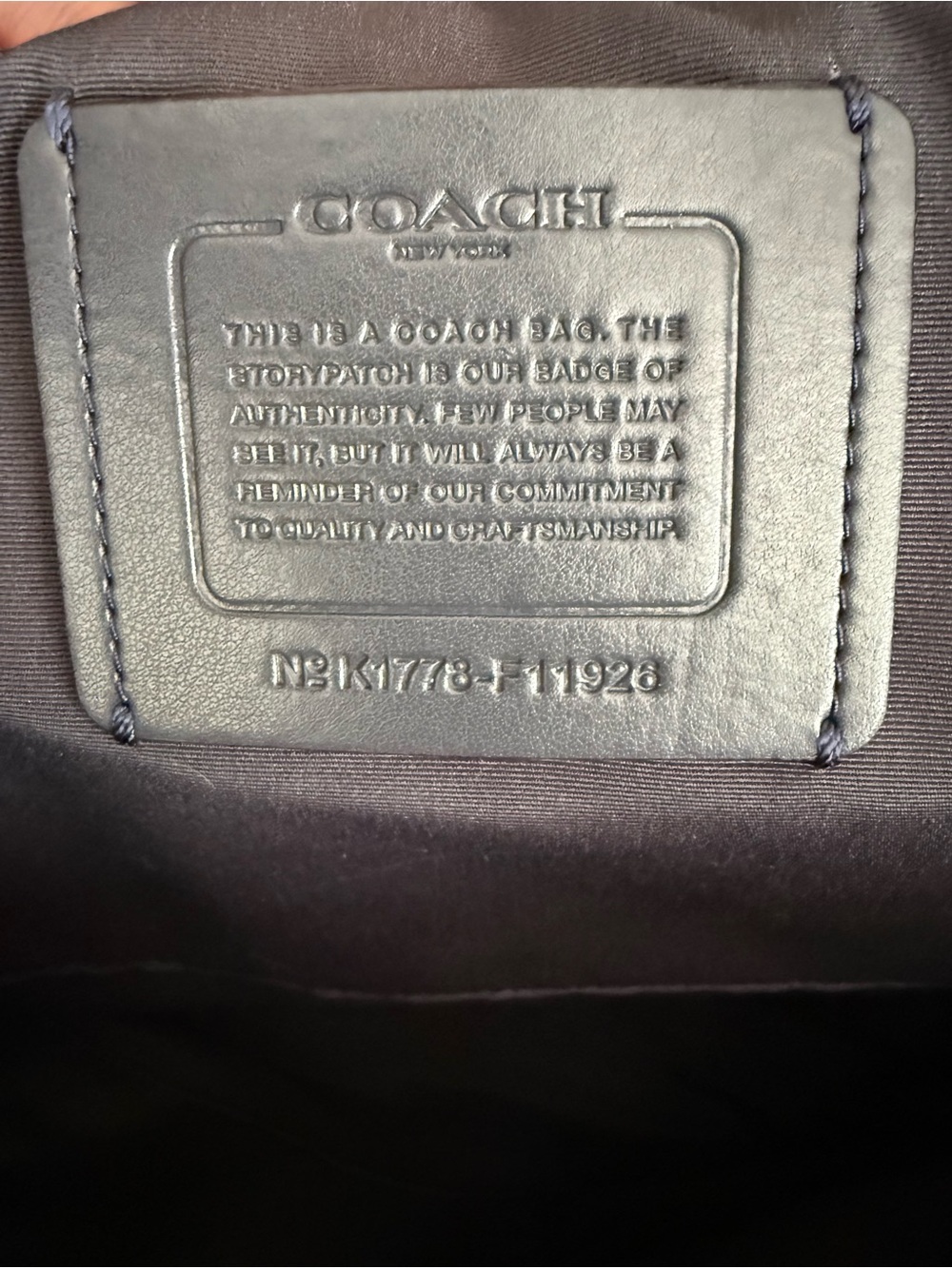 COACH Large City Tote Bag Coated Crossgrain Leather Tote, Navy, EUC - Picture 9 of 15